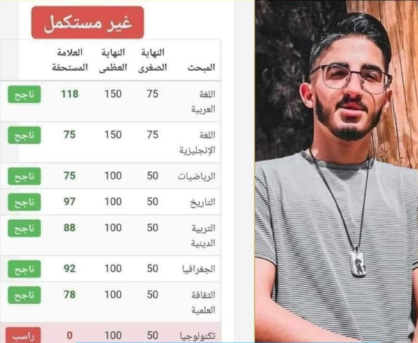 "التربية": الطالب حمدان واوي سجل للدورة الثانية من امتحان الثانوية العامة 