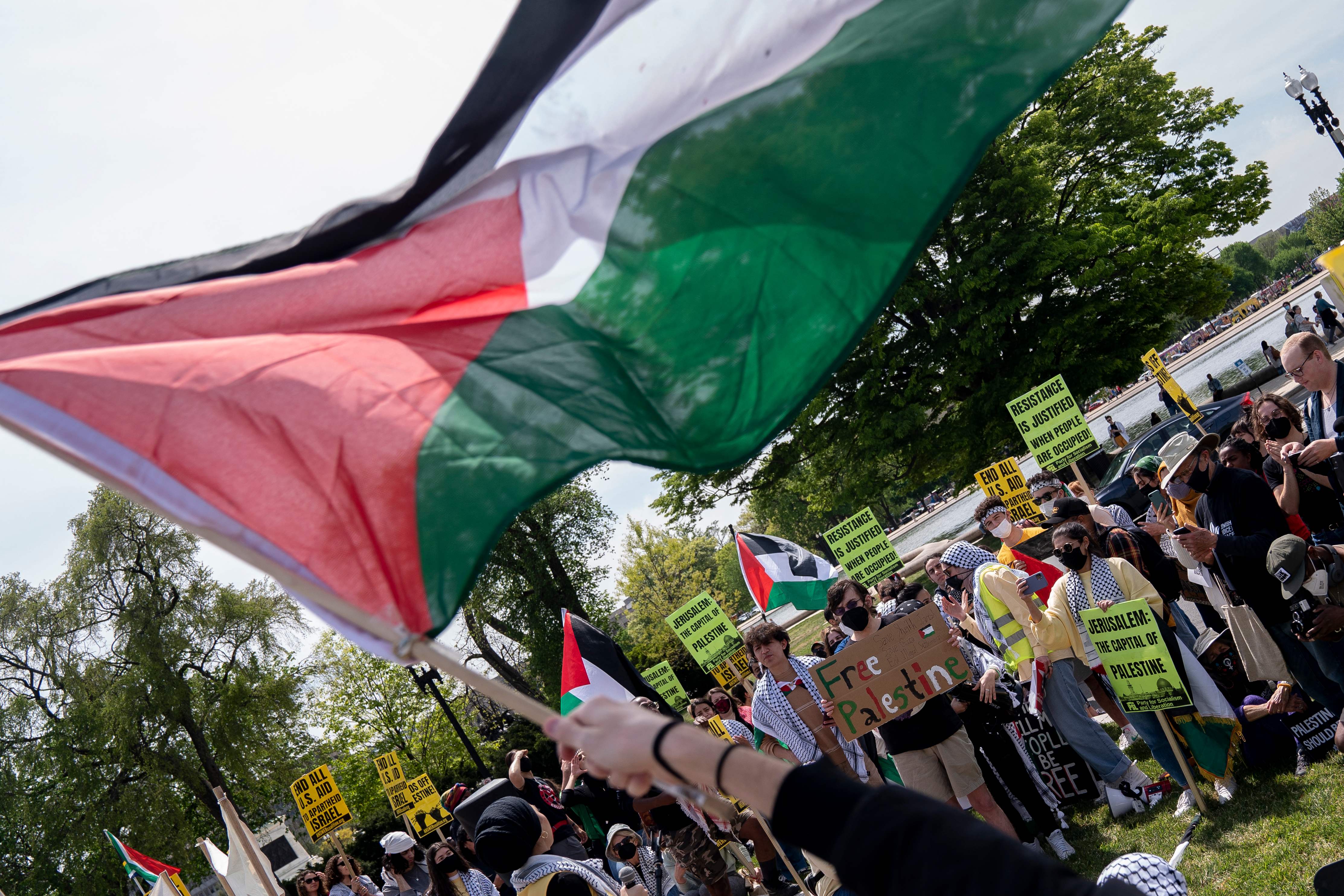 وقفة مؤيدة لفلسطين في واشنطن .. تصوير: "الفرنسية"