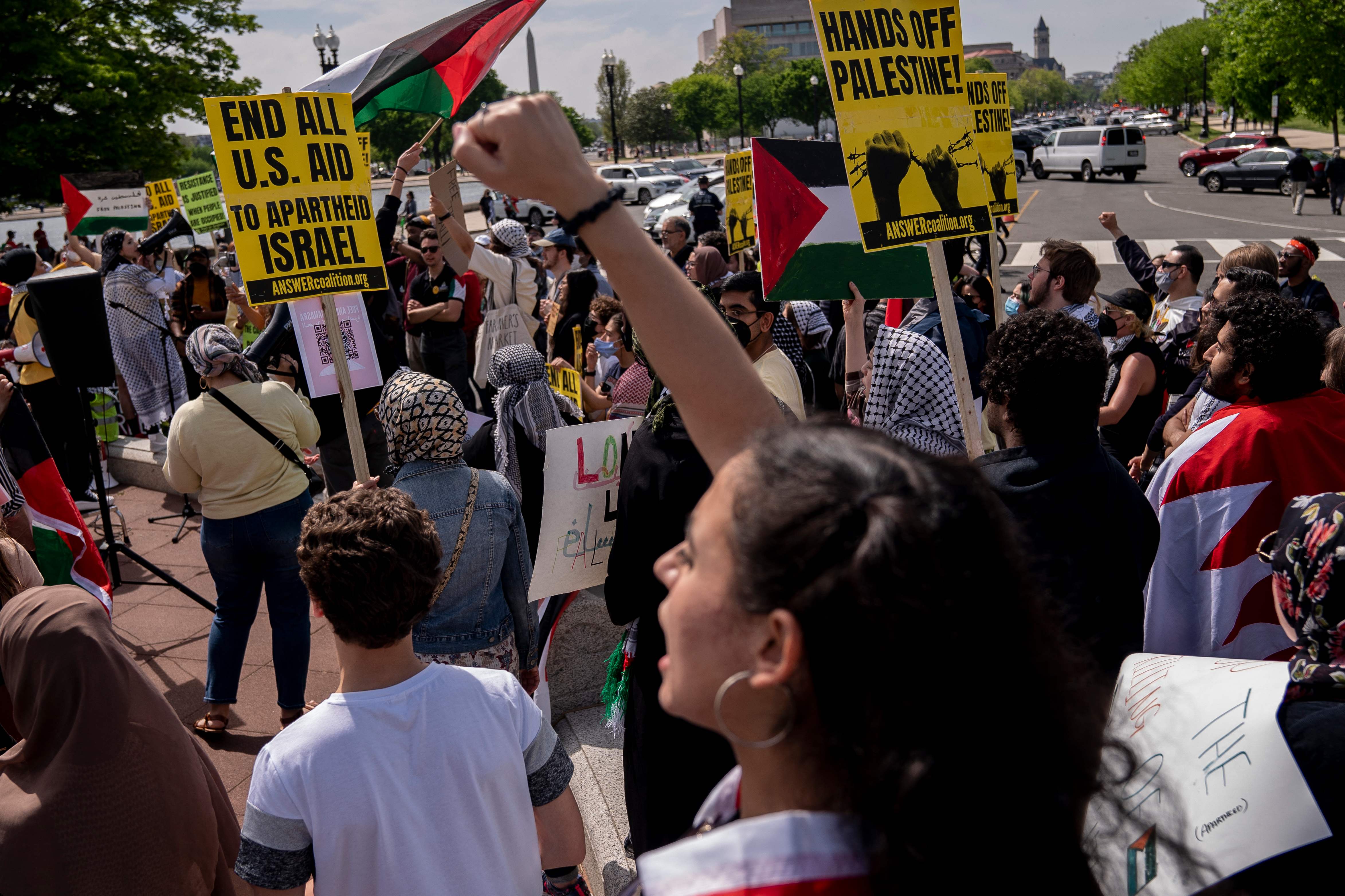 وقفة مؤيدة لفلسطين في واشنطن .. تصوير: "الفرنسية"