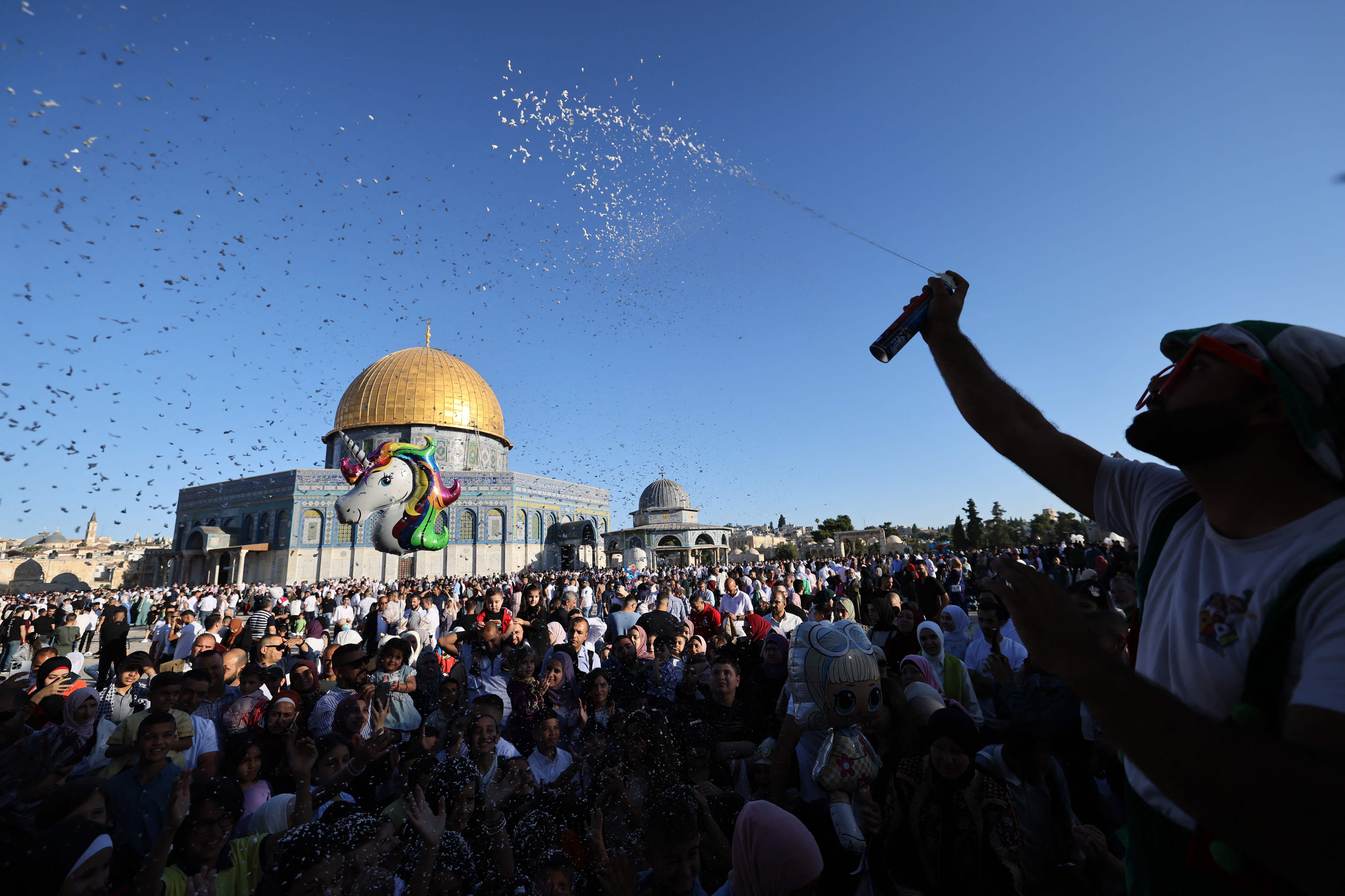 من فرحة الفلسطينيين بعيد الأضحى .. تصوير: "الفرنسية"
