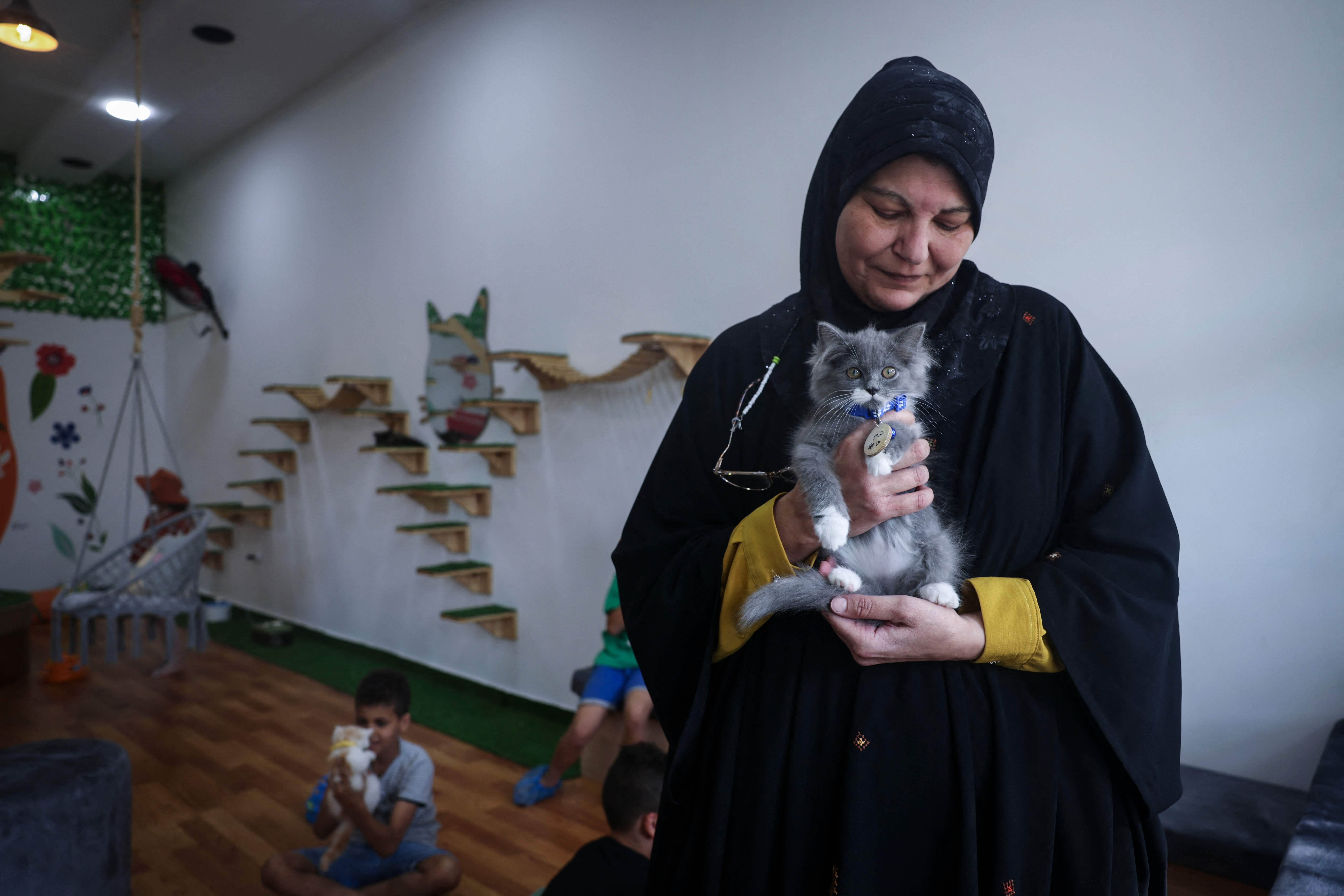 افتتاح مقهى "كات مياو" بغزة مخصص للقطط .. تصوير: "الفرنسية"