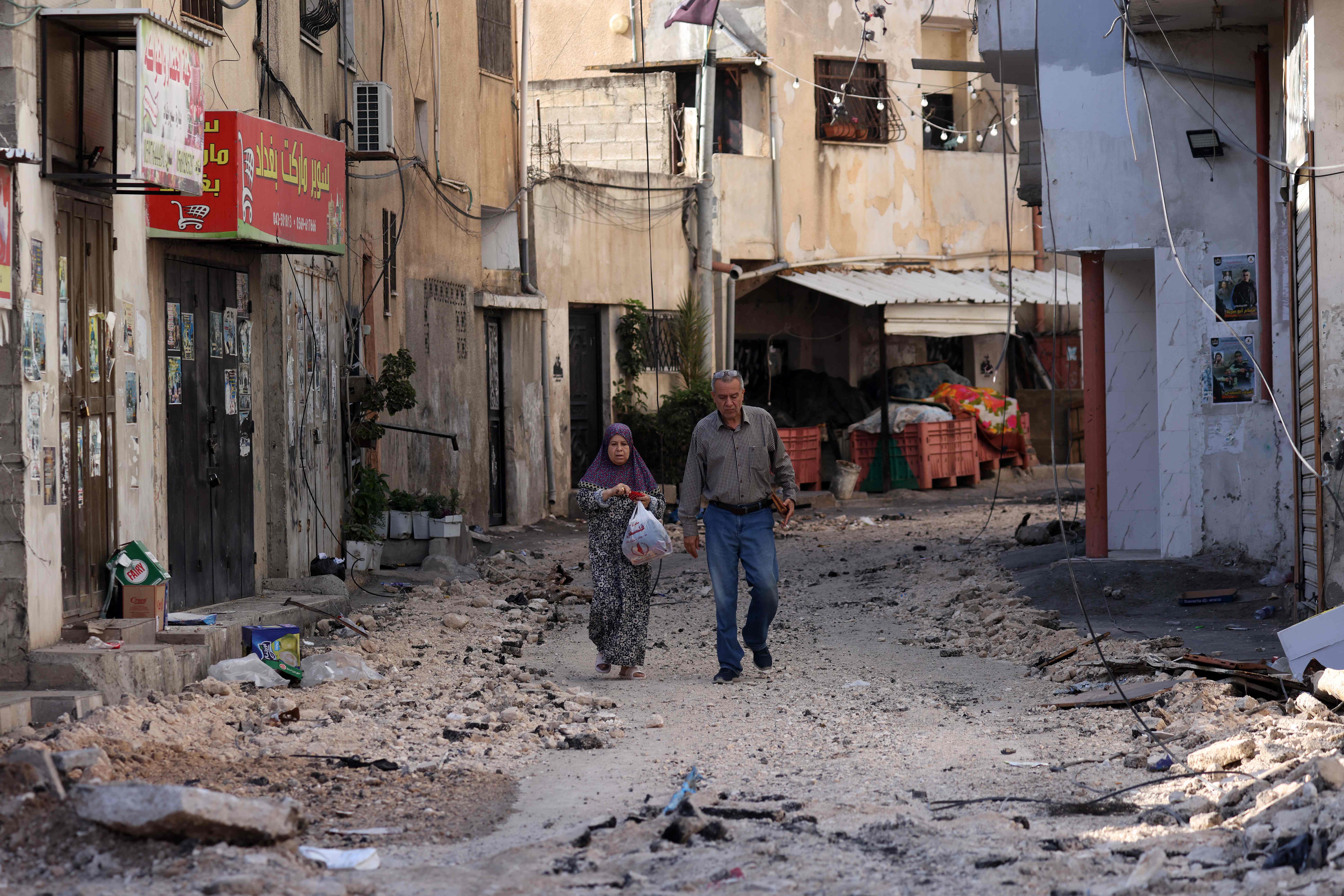 آثار العدوان الإسرائيلي على جنين .. تصوير: "الفرنسية"